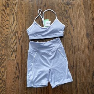 New with tags biker short and bra set